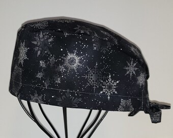 Metallic Snowflakes Scrub Cap
