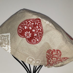 Burlap Hearts Scrub Cap