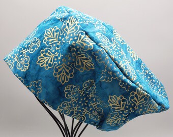 Batik Metallic Snowflakes Scrub Cap
