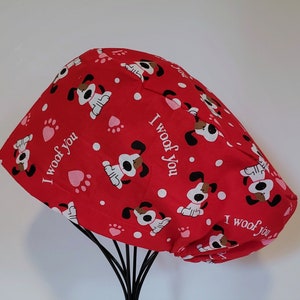 I Woof You Valentines Day Scrub Cap