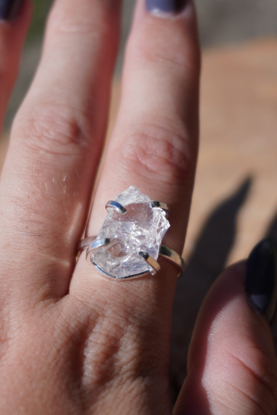 Clear Quartz Adjustable Ring