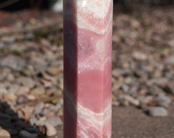 Pink Opal Tower - Natural Crystal for Meditation and Home Decor - Crystal Statement Tower