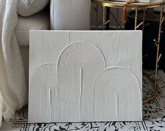 TRIPLE ARCH Peinture en plâtre sur toile | oeuvres d'art sur toile | décoration intérieure | art texturé | Art mural 3D moderne et minimaliste | peinture texturée