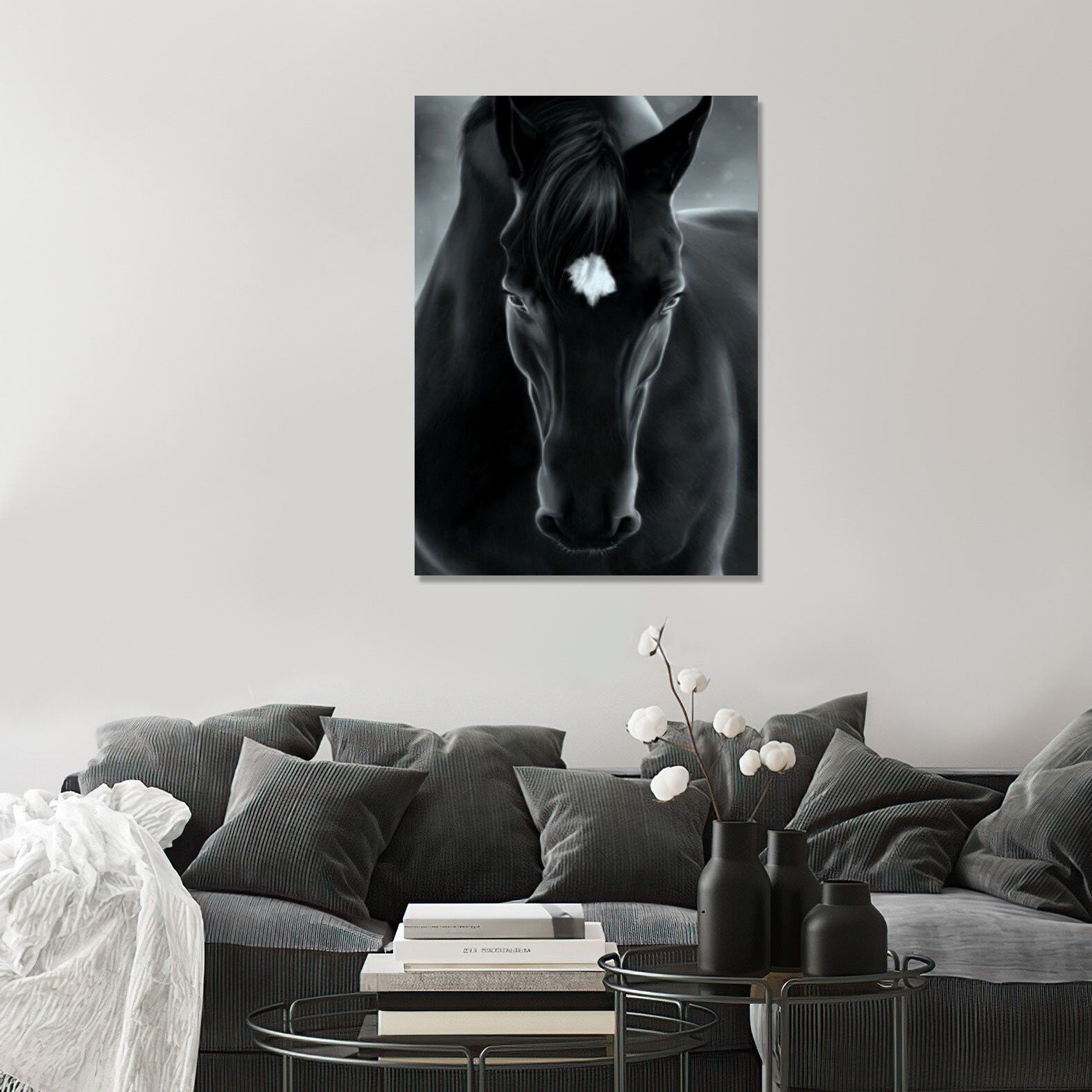 Black and White Horse Canvas Wall Art Horse Canvas Wall Decor Etsy