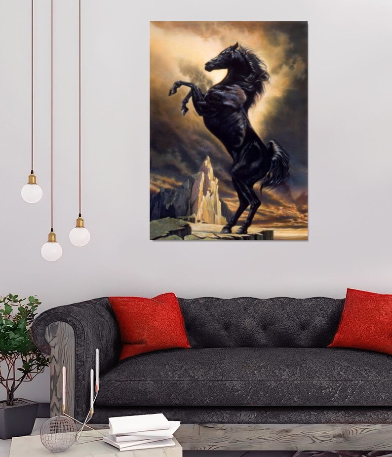 Black Horse Poster ,rearing Horse Canvas Wall Art, Decorate Your Home With the Iconic Painting