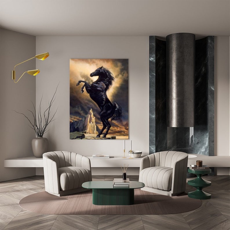 Black Horse Poster ,rearing Horse Canvas Wall Art, Decorate Your Home With the Iconic Painting
