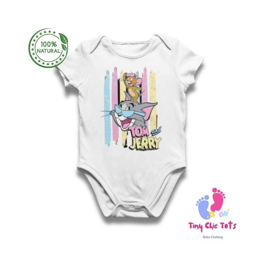 Tom and Jerry Baby Onesie Cartoon Infant Bodysuit Disney Etsy