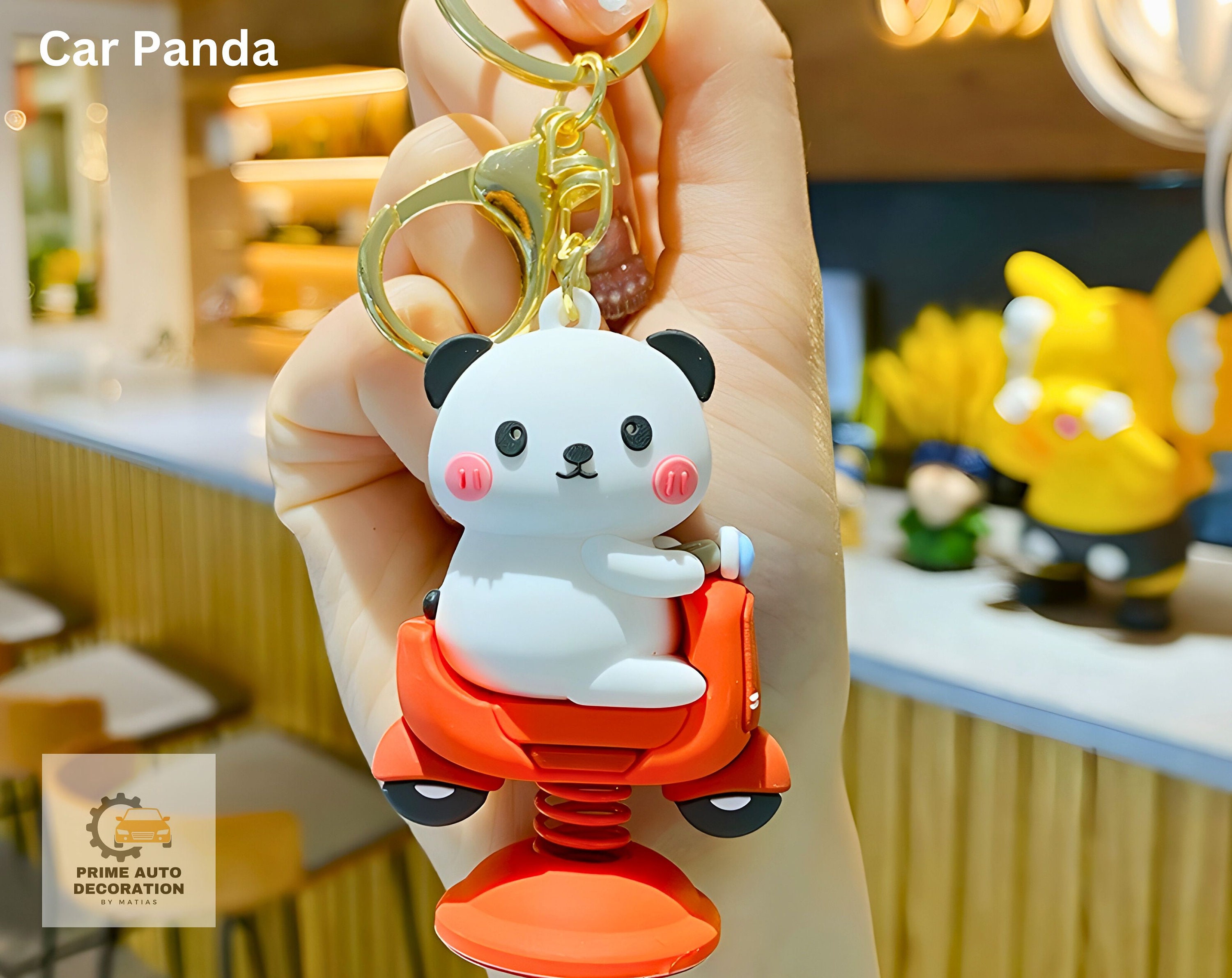 Cute Panda Kawaii Anime Car Keychain, Animated Funny Animal Car