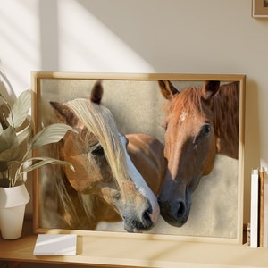 Two Horses Print Equestrian Wall Art Digital Download Horse Lover Gift