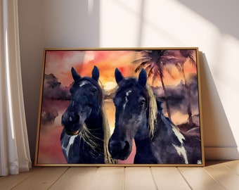 Watercolor Horse Portrait Instant Digital Download Horse Lover Gift