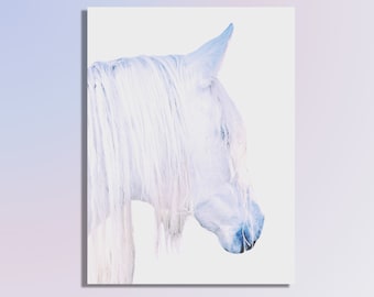 Stampa del cavallo bianco / Minimalista moderno (download digitale)