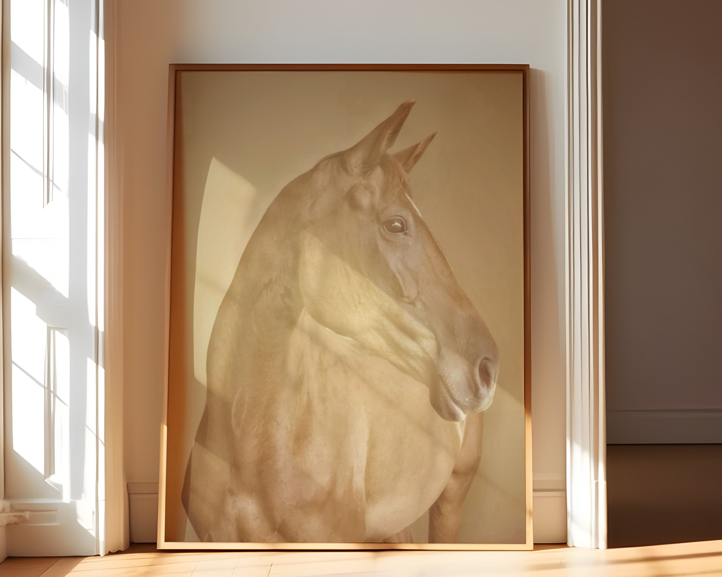 Minimalist Horse Print Sepia Vintage Style Digital Download Equestrian Wall Art Gift