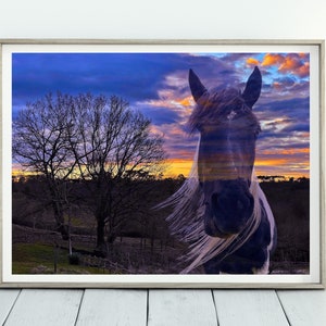 Horse in Sunrise Print Digital Download Equestrian Decor