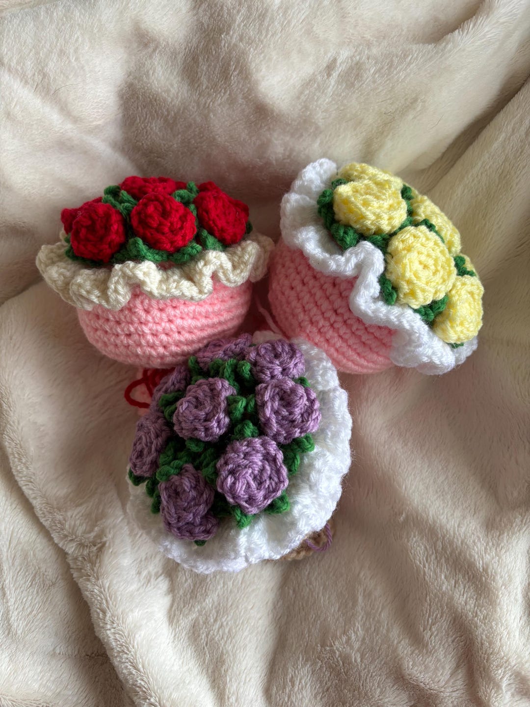Mini Crochet Flower Bouquet - Etsy