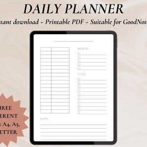 Minimalistic Daily Planner | Instant Download | Printable PDF | Suitable for GoodNotes