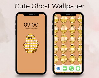 Fondo de pantalla de fantasmas otoñales, fondo de pantalla de Halloween, fondo de pantalla de iPhone, lindo fondo de pantalla espeluznante, fondo de pantalla de teléfono inteligente, lindo fondo de pantalla estético