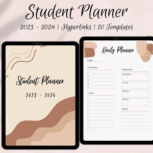 Digital Student Planner with Hyperlinks, Suitable for GoodNotes, University, College and School Academic Planner, Neutral Design