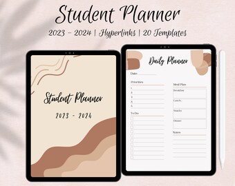 Digital Student Planner with Hyperlinks, Suitable for GoodNotes, University, College and School Academic Planner, Neutral Design