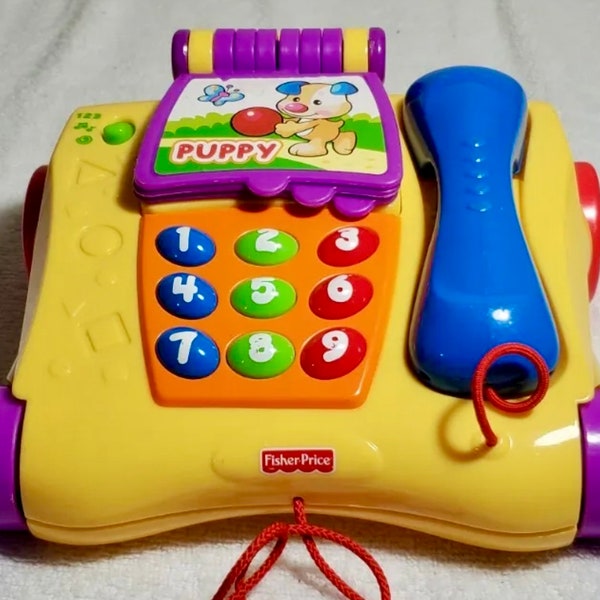 Vintage Fisher Price Laugh & Learn Counting Friends Phone Pull Toy Electronic Sound