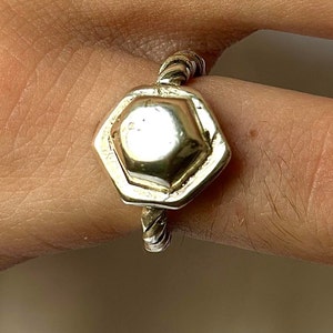 Hexagon Ring with Twisted Shank (Sterling silver)