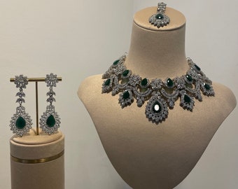 Zircon Emerald Pakistani/Indian Bridal Jewellery Set
