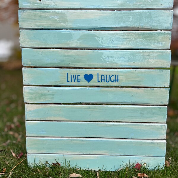 Foldable reclaimed wood roll up table in a bag/for the beach"Live Love Laugh"/Seafoam GreenHouse Warming Gift/Beach House gift/Wedding gift/