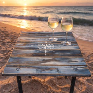Beach Roll-Up Table in a Bag | Blue Compass Cedar Folding Table | Portable Lightweight Waterproof Outdoor Table
