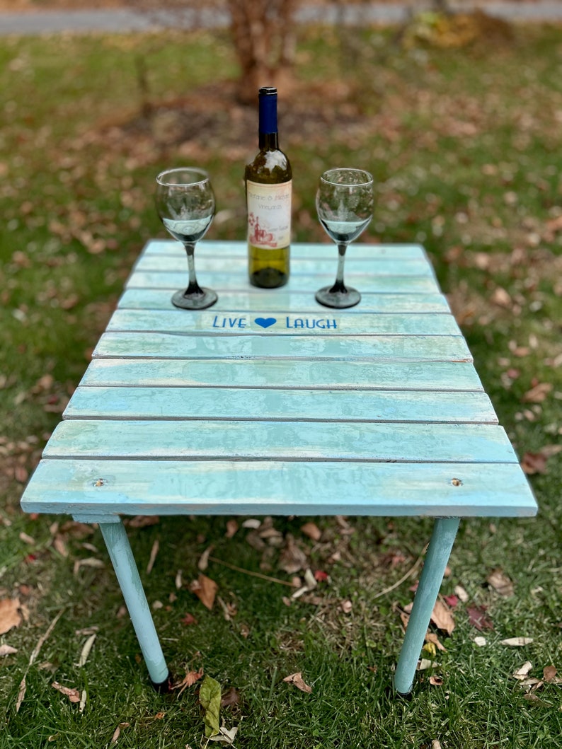 Foldable Reclaimed Wood Roll up Table in a Bag/for the Beachlive Love