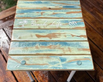 Roll up Beach Table in a bag/Beach Life/Portable beach/Camping table/Turquoise table/Lightweight/Special Gift/Beach Lover/Camper/end table