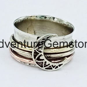 Handgemachte Sterling Silber Spinner Ring: Breite Band Meditation Fidget Ring