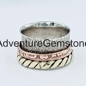 Boho Sterling Silber Spinner Ring: Breitband Fidget, Meditation Ring