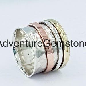 Handgemachter Sterling Silber Spinner Ring: Breite Band Fidget, Meditation Ring