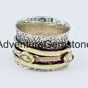 Handgemachte Sterling Silber Spinner Ring: Breite Band Meditation Fidget Ring