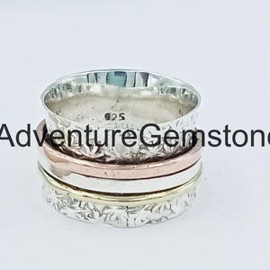 Boho Sterling Silber Spinner Ring: Breitband Fidget, Handgemacht