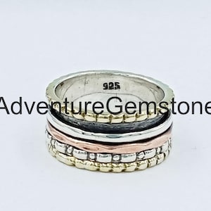Handgemachte Sterling Silber Spinner Ring: Breite Band Fidget, Meditation Ring