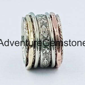 Spinner Ring:Breitband Fidget, Sterling Silber Spinner, handgemachter Meditation Ring