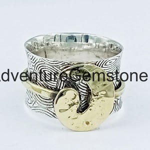Handgemachte Sterling Silber Spinner Ring: Breite Band Meditation Fidget Ring