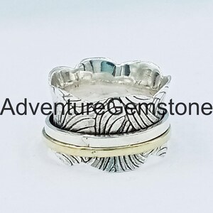 Handgemachter Sterling Silber Spinner Ring: Breite Band Fidget, Meditation Ring