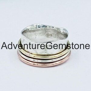 Boho Sterling Silber Spinner Ring: Breitband Fidget, handgemachter Meditationsring
