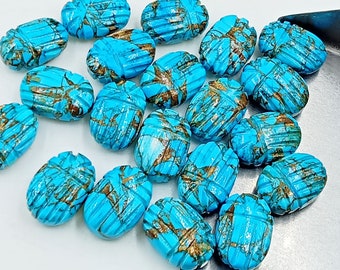 AAA koperen turkooizen briolettes in scarabeevorm, handgesneden turkooizen bedeltjes, edelstenen, groothandel dames sieraden 14 x 10 mm insectenkralen