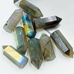 AAA Natural Labradorite Faceted Pointer Gemstone, Hand Carved Healing Crystal Wands Mini Tower Crystal Point, Jewelry Making Pendant Gifted