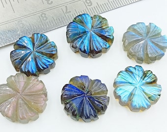 1,2,3Pieces Natural Carved Labradorite Flower Gemstone, Jewelry Making, 18mm Charms for Gift