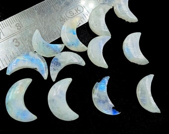 2,3,4,5 pieces Natural Rainbow Moonstone plain carved Moon Gemstone, 16-18 mm Aprox, Women jewelry making earring gemstone, jewelry idea