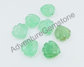 2,3,4 Pieces Beautiful Natural Green Berry Quartz Carved Shell, Hand Carved Shell Shape Gemstone, (12 MM), Natural Carved Shell For Jewelry