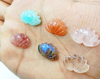 Carved Lotus Gemstone Bead: 13x20mm Jewelry Making Supply