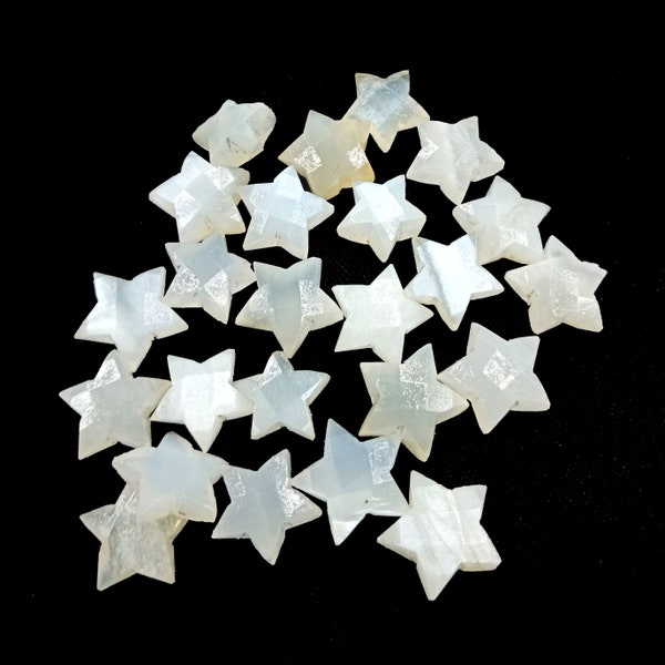 AAA White Moonstone Star Shape Briolettes, Natural Moonstone Smooth Star Shape Gemstone Bead, Loose Hand Carved Beads, White Star Beads 10MM