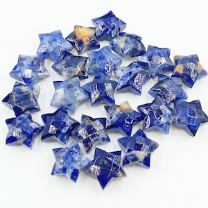 Sodalite Carved Star Gemstone Beads: 10MM Faceted Jewelry Making