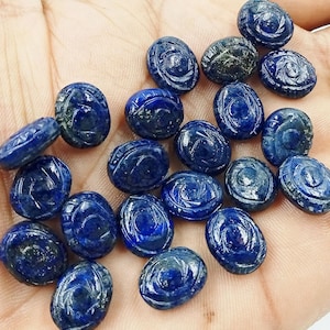 2,3,4,5 Pieces Natural Lapis Lazuli Plain Carved Evil Eye Gemstone, 10x12 MM Women Jewelry Making Earring Gemstone Jewelry Beads Gift SALE
