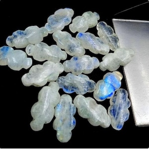 2,3,4,5 Pieces Natural Rainbow Moonstone Carved Plain Cloud Gemstone, 10x20 MM, Women Jewelry Making Earring Crystals Gemstone Jewelry Beads