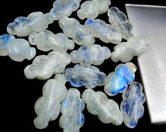 2,3,4,5 Pieces Natural Rainbow Moonstone Carved Plain Cloud Gemstone, 10x20 MM, Women Jewelry Making Earring Crystals Gemstone Jewelry Beads
